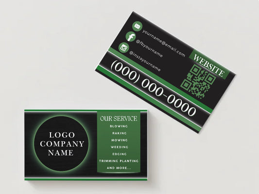 Green & Black Modern Landscaping Business Card | Custom Digital File