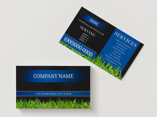 Modern Blue & Black Landscaping Business Card | Custom Digital File