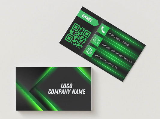 Custom Black & Glowing Green Business Card Design | Personalized Digital File