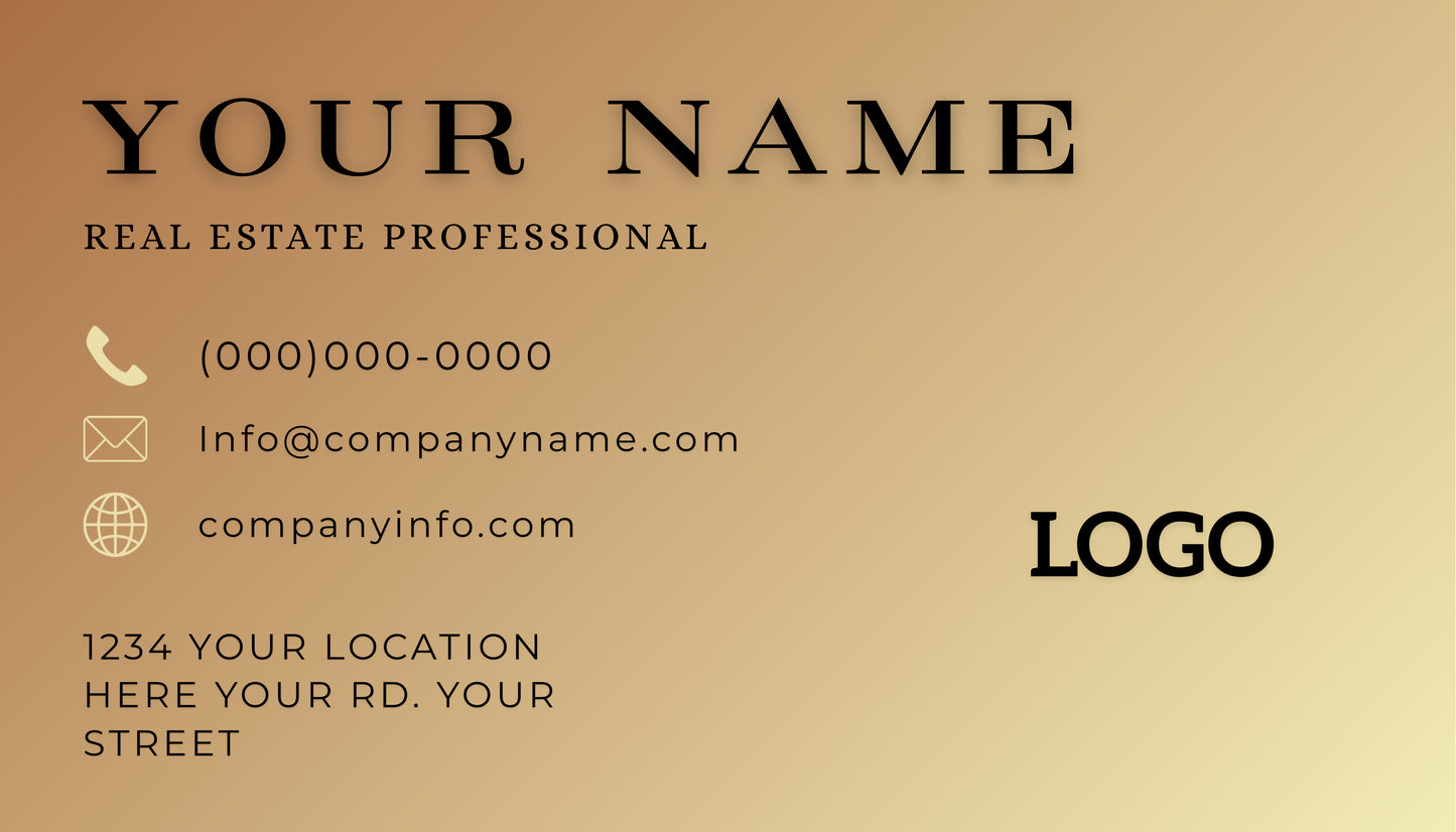 Elegant Gold Real Estate Business Card  | Custom Digital Design